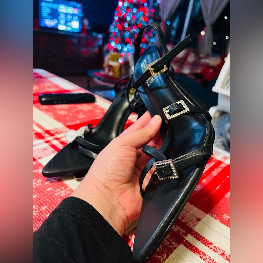 Forever 21 Black Stiletto Heels with Ankle Strap